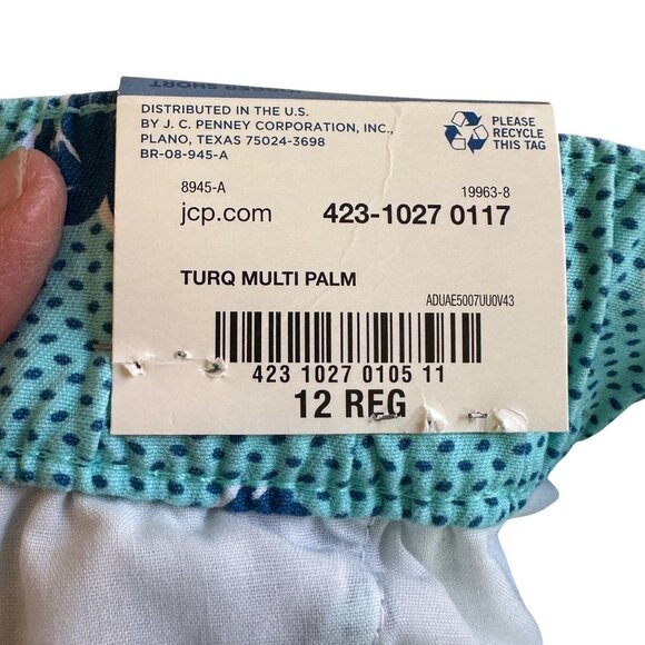 Arizona Jean Co Size 12. Boys Jogger Beach Outfit Shorts  Turquoise Palm Print - Picture 7 of 12